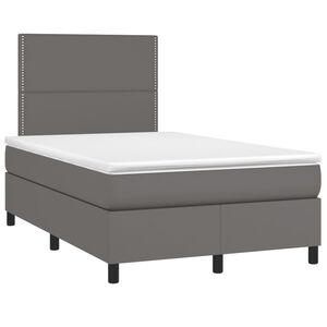 vidaXL Cama box spring con colch&oacute;n cuero sint&eacute;tico gris 120x190 cm