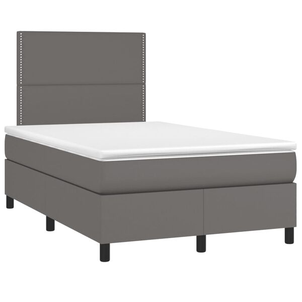 vidaXL Cama box spring con colch&oacute;n cuero sint&eacute;tico gris 120x190 cm