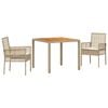 vidaXL Conjunto de Comedor de Jard&iacute;n 3 uds. Beige rat&aacute;n sint&eacute;tico