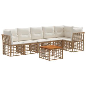 vidaXL Conjunto de sof&aacute;s de jard&iacute;n 7 pcs Natural y Crema