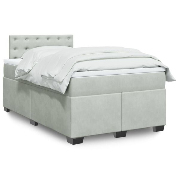 vidaXL Cama box spring con colch&oacute;n terciopelo gris claro 120x190 cm