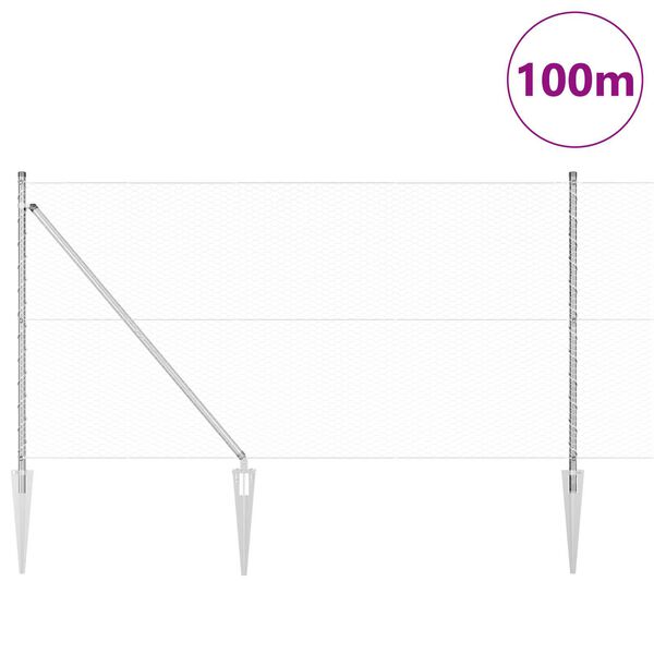 vidaXL Poste de Valla Plateado 100 x 1 m (malla de 25 mm) Acero