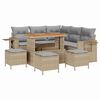 vidaXL Conjunto de sof&aacute; de jard&iacute;n 9 uds. Beige rat&aacute;n sint&eacute;tico