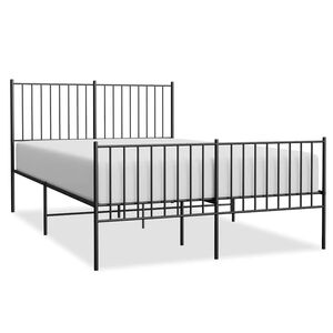 vidaXL Estructura cama sin colch&oacute;n con estribo metal negro 140x200 cm