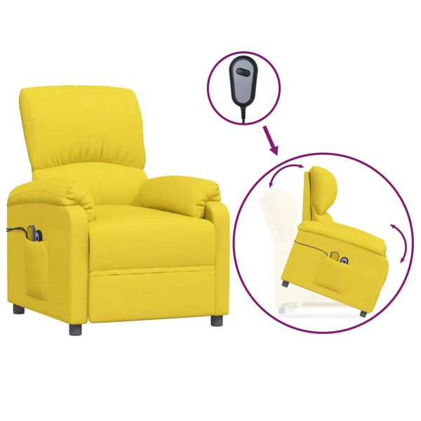 vidaXL Sill&oacute;n de masaje elevable de tela amarillo claro