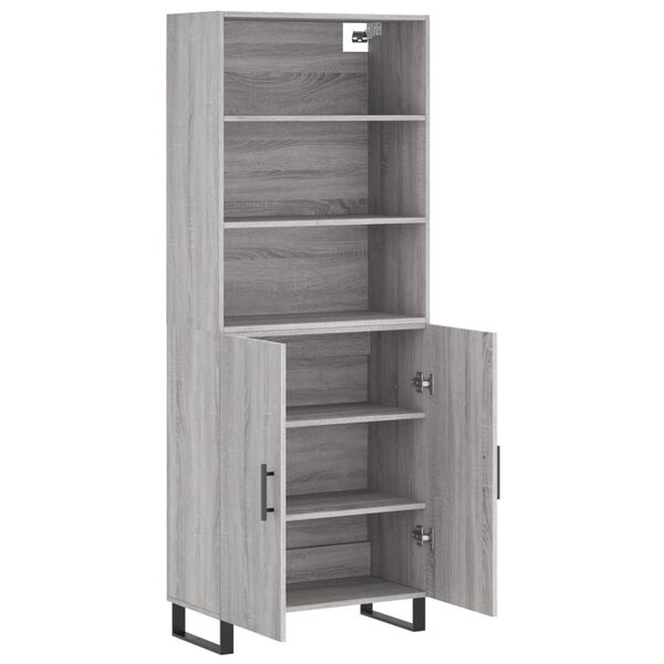 vidaXL Aparador alto madera contrachapada gris sonoma 69,5x34x180 cm