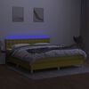 vidaXL Cama box spring con colch&oacute;n y LED tela verde 180x200 cm