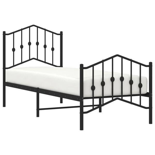 vidaXL Estructura cama sin colchón con estribo metal negro 75x190 cm