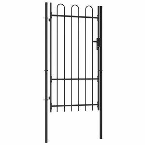 vidaXL Puerta de valla BOXTEL de una puerta con arco superior de acero, 1x1,75 m, negro