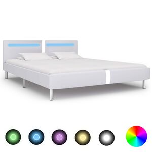 vidaXL Estructura de cama con LED sin colch&oacute;n blanco 180x200 cm