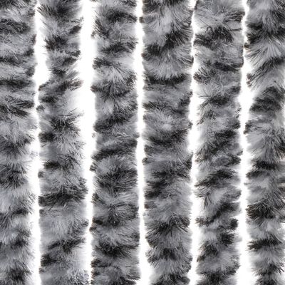 vidaXL Cortina antimoscas chenilla gris negro y blanco 100x230 cm