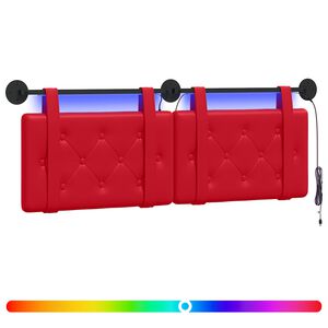 vidaXL Cabecero colgante Con luz LED Rojo Cuero sint&eacute;tico