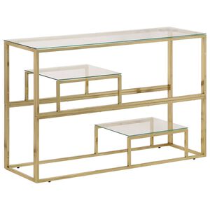 vidaXL Mesa consola acero inoxidable dorado y vidrio templado