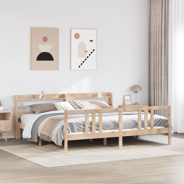 vidaXL Estructura de cama con cabecero madera maciza pino 180x200 cm