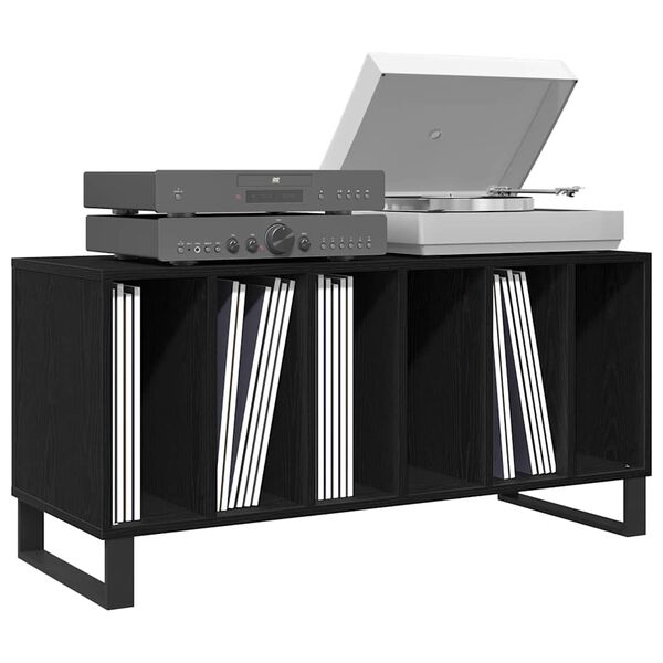 vidaXL Mueble para discos de vinilo Roble Negro 100 x 38 x 48 cm
