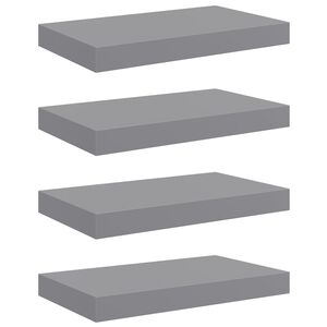 vidaXL Estantes flotantes de pared 4 uds gris MDF 40x23x3,8 cm
