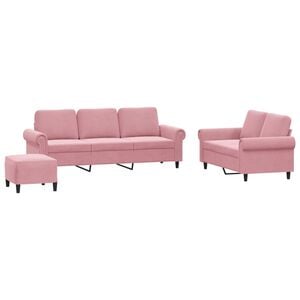 vidaXL Juego de sof&aacute;s con cojines 3 piezas terciopelo rosa