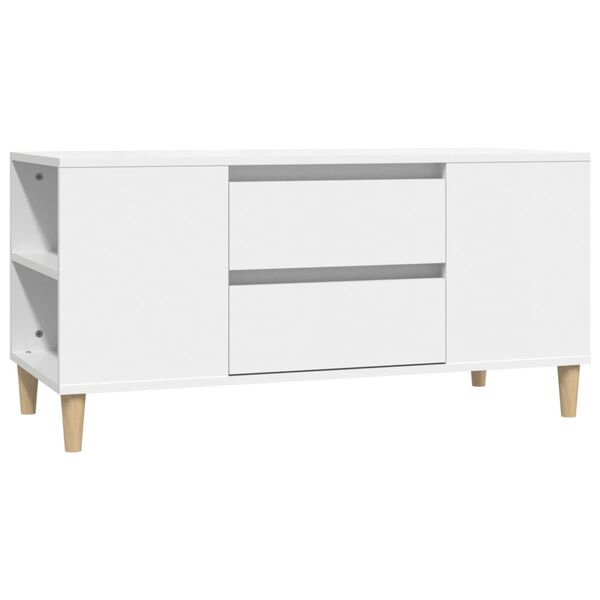 vidaXL Mueble para TV madera contrachapada blanco 102x44,5x50 cm