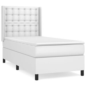 vidaXL Cama box spring con colch&oacute;n cuero sint&eacute;tico blanco 100x200 cm