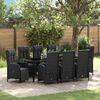 vidaXL Conjunto de Comedor de Jard&iacute;n 9 pcs Negro rat&aacute;n sint&eacute;tico