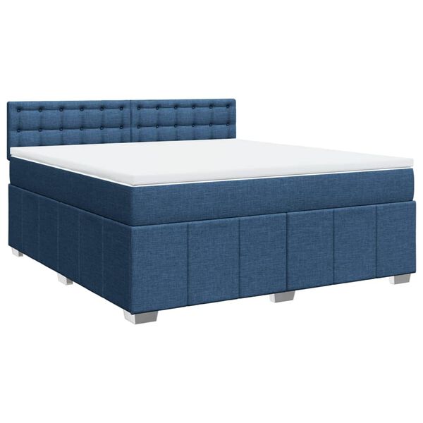 vidaXL Cama box spring con colch&oacute;n tela azul 180x200 cm