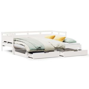vidaXL Sof&aacute; cama nido con cajones sin colch&oacute;n blanco 90x190 cm