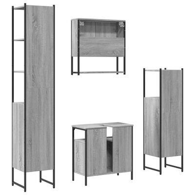 vidaXL Set de muebles de baño 4 pzas madera contrachapada gris sonoma