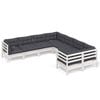 vidaXL Muebles de jard&iacute;n 8 pzas y cojines blanco madera maciza de pino