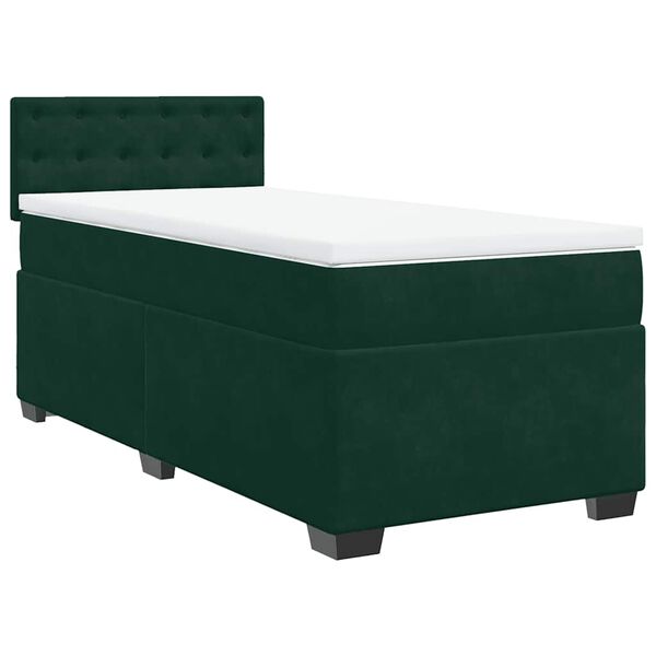 vidaXL Cama box spring con colch&oacute;n terciopelo verde oscuro 80x200 cm