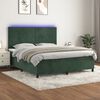 vidaXL Cama box spring colch&oacute;n y LED terciopelo verde oscuro 160x200cm