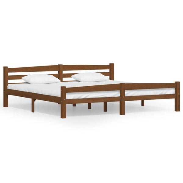 vidaXL Estructura cama sin colch&oacute;n madera pino marr&oacute;n miel 200x200 cm