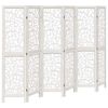 vidaXL Biombo separador de 6 paneles madera maciza Paulownia blanco