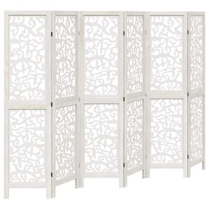 vidaXL Biombo separador de 6 paneles madera maciza Paulownia blanco