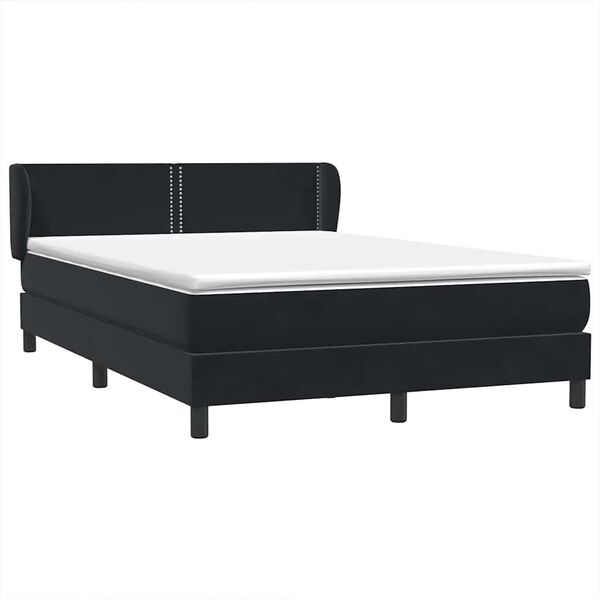 vidaXL Cama box spring con colch&oacute;n terciopelo negro 160x220 cm