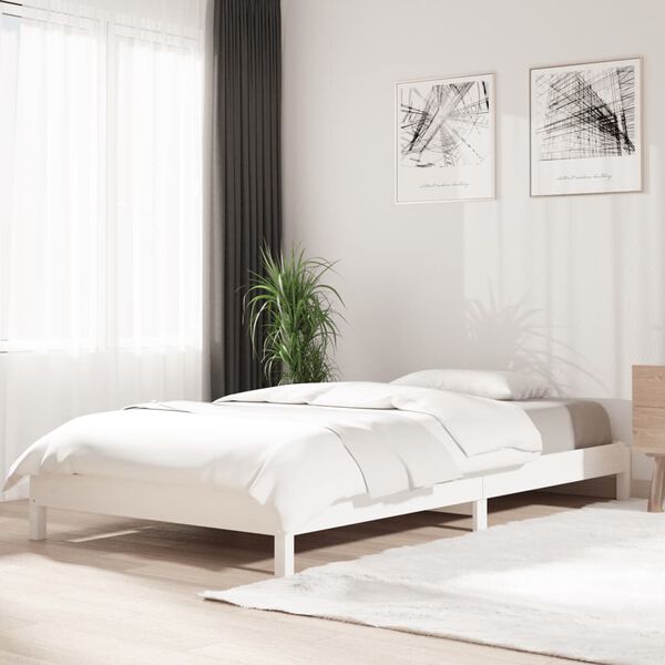 vidaXL Cama apilable de madera pino maciza blanco 90x190 cm