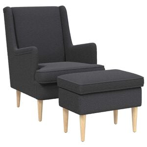 vidaXL Sill&oacute;n con Pouf 2 uds. Gris oscuro Boucl&eacute;