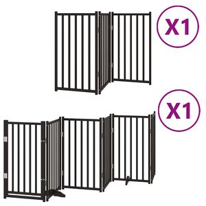 vidaXL Puerta para perros plegable 9 paneles madera &aacute;lamo negra 450 cm
