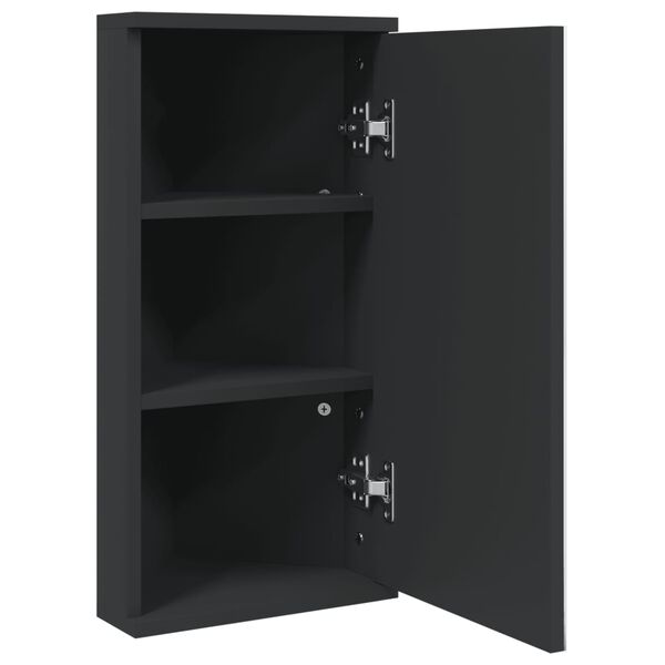 vidaXL Mueble de ba&ntilde;o de esquina con espejo negro 30x24x60 cm