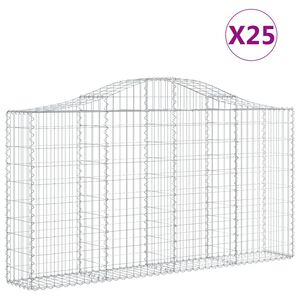 vidaXL Cestas gaviones 25 uds forma de arco hierro 200x30x100/120 cm