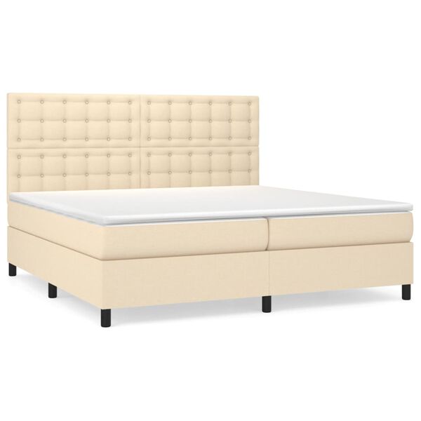 vidaXL Cama box spring con colch&oacute;n tela color crema 200x200 cm