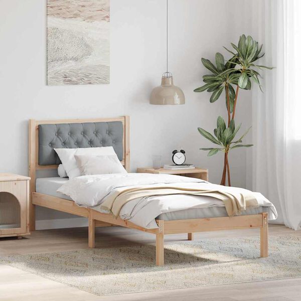 vidaXL Estructura de cama Gris Claro 90 x 200 cm Madera de pino macizo