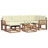 vidaXL Conjunto de sof&aacute;s de exterior con coj&iacute;n 7 pcs Natural y Crema