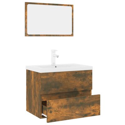 vidaXL Set de muebles de baño madera contrachapada color roble ahumado