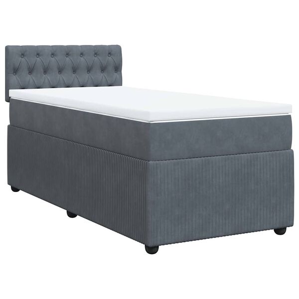 vidaXL Cama box spring con colchón terciopelo gris oscuro 80x200 cm