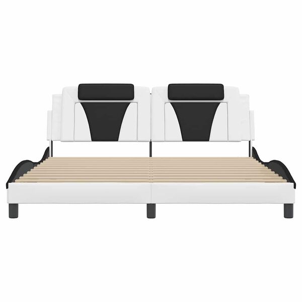 vidaXL Estructura de cama Viana sin colch&oacute;n cuero sint&eacute;tico blanco y negro