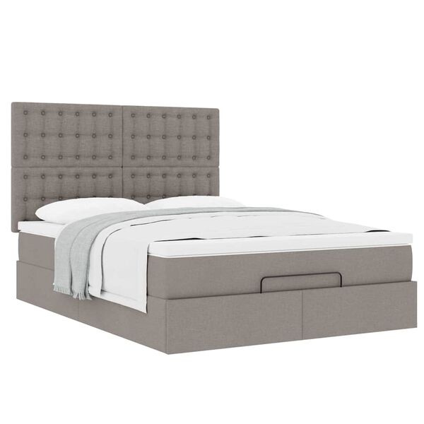 vidaXL Estructura de cama otomana colch&oacute;n tela gris pardo 140x190cm