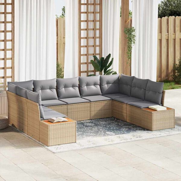 vidaXL Conjunto de sof&aacute;s de jard&iacute;n con coj&iacute;n 5 pcs Beige y Gris Claro