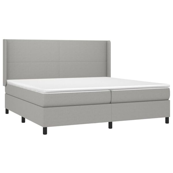 vidaXL Cama box spring con colch&oacute;n tela y LED gris claro 200x200 cm