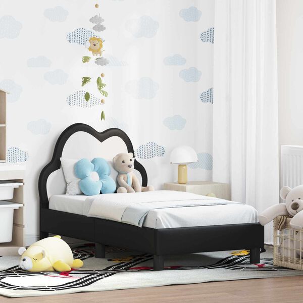 vidaXL Estructura de cama para niños pequeños con cabecera Negro