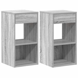 vidaXL Mesillas de noche con caj&oacute;n 2 uds gris sonoma 35x34x66,5 cm